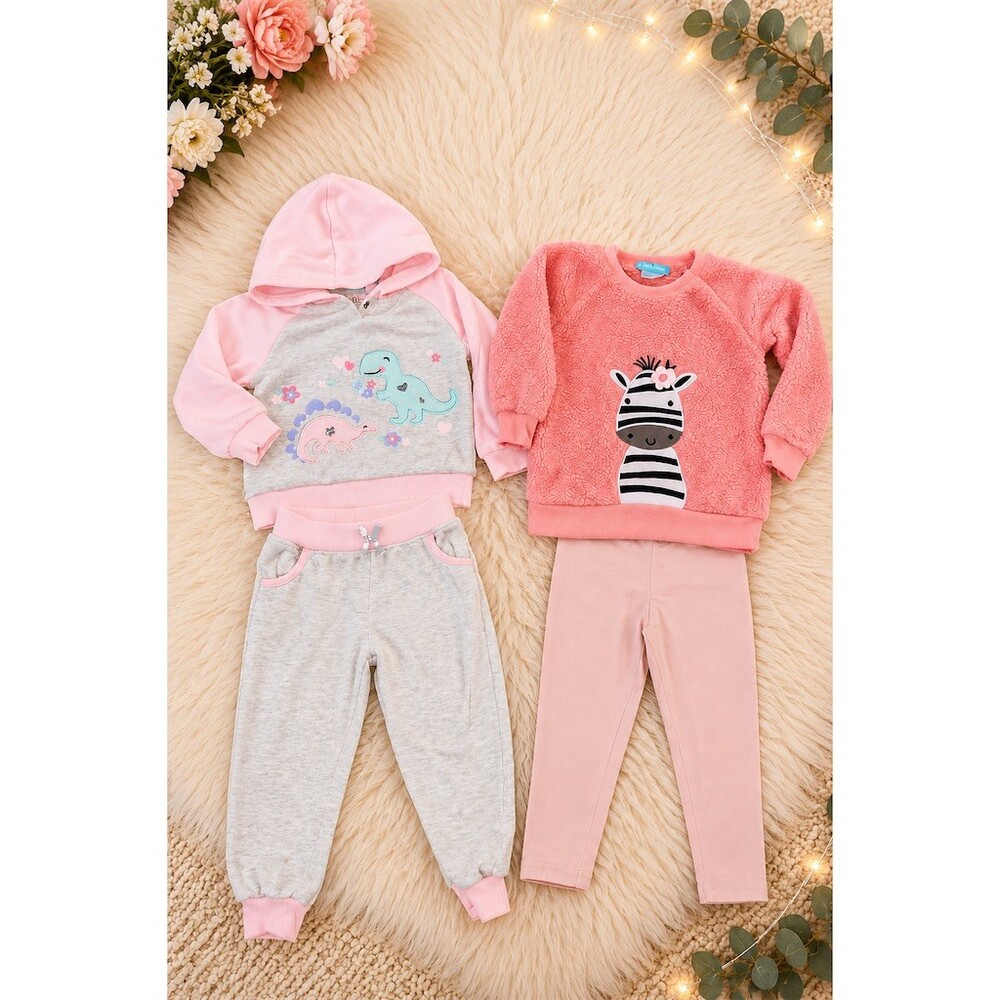 H&M Toddler Girls Outfit Set 18-24M Multicolor Animals Dino 4-Piece Bundle